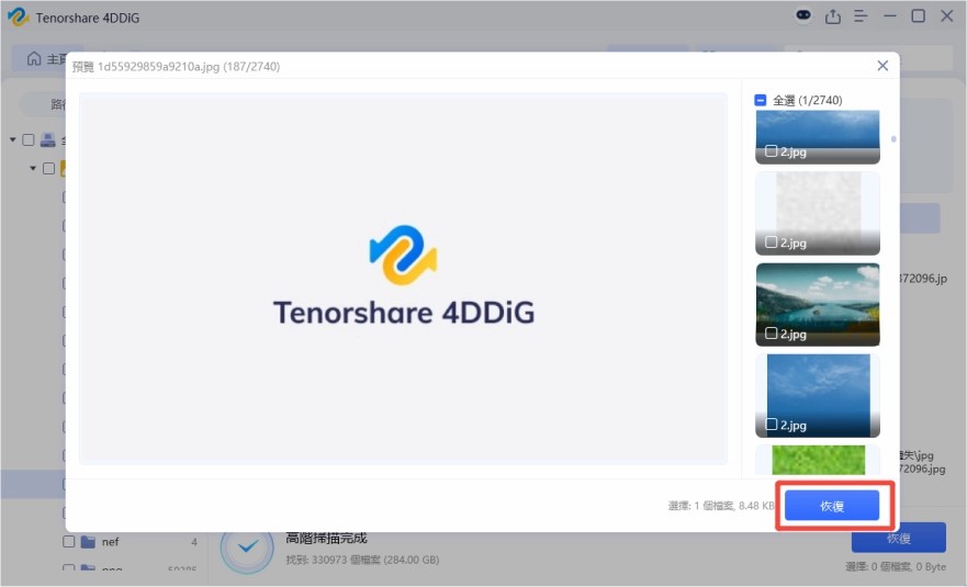 4DDiG Free 預覽恢復的檔案